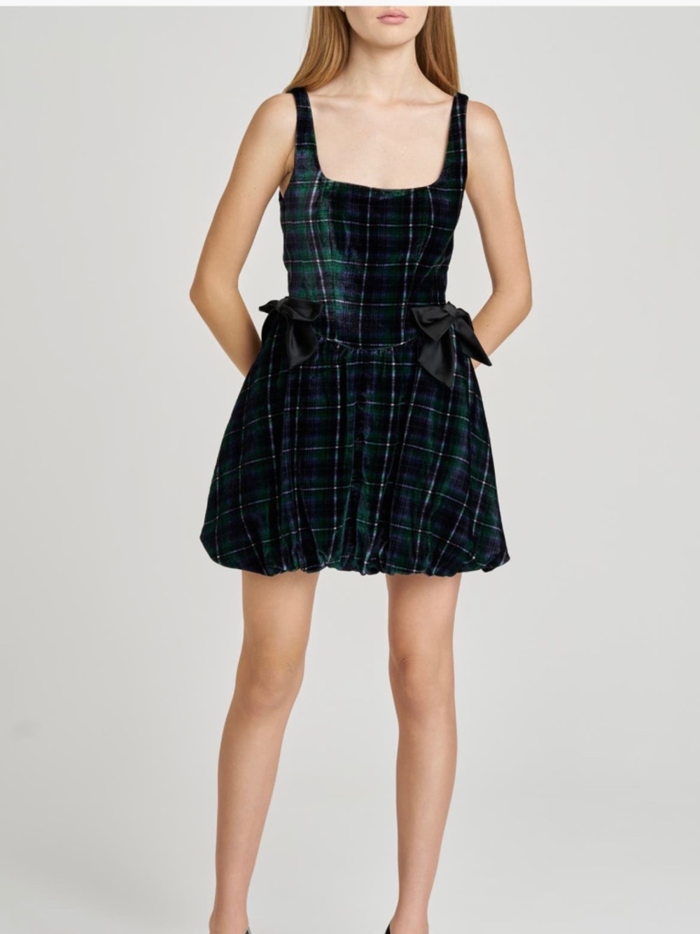 WAYF Brielle Bubble Hem Velvet Minidress. Sz S.